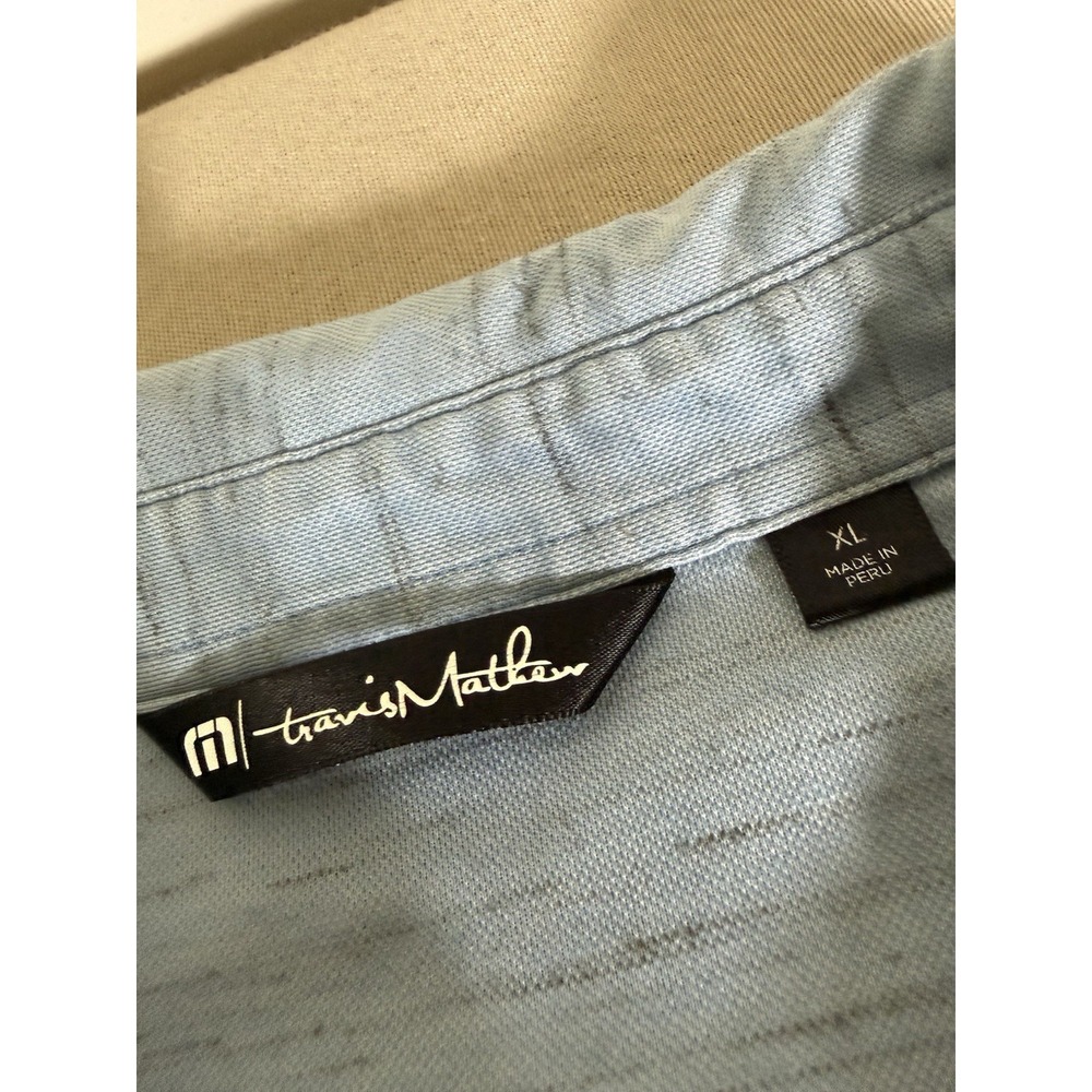 Travis Mathew Shirt Adult Extra Large Light Blue Polo Pullover Pima Golf Mens - Picture 5 of 10